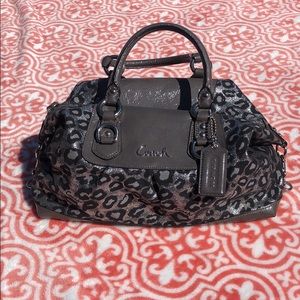 Coach cheetah print top handle bag